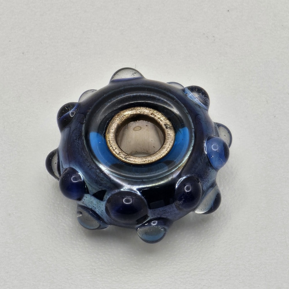 Authentic Trollbeads Blue Fizz Bead Charm Signed 925 LAA Sterling Silver